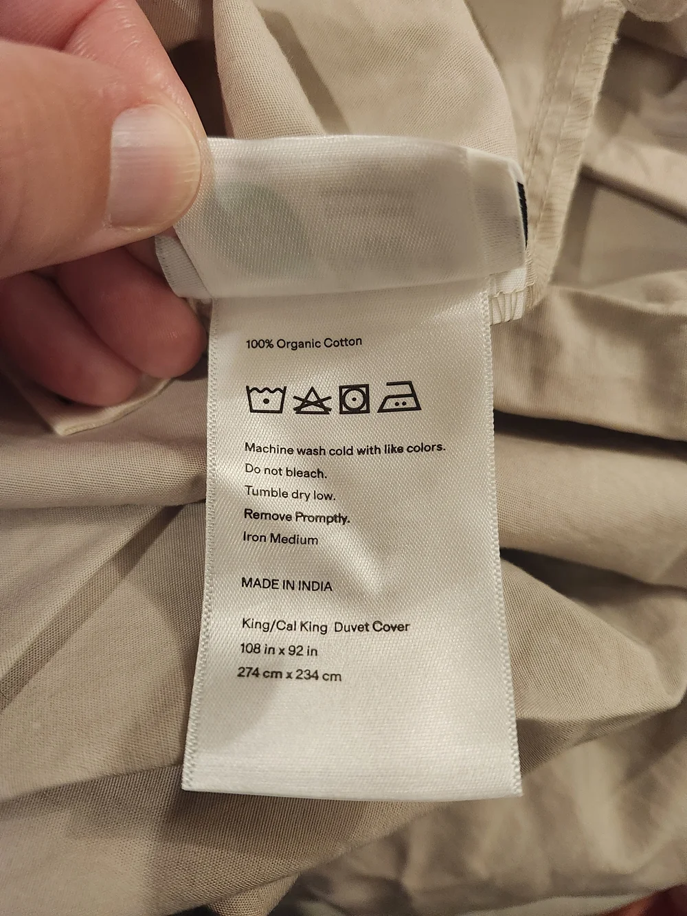 Quince Organic Crisp Percale King Cal King Duvet Cover Toffee